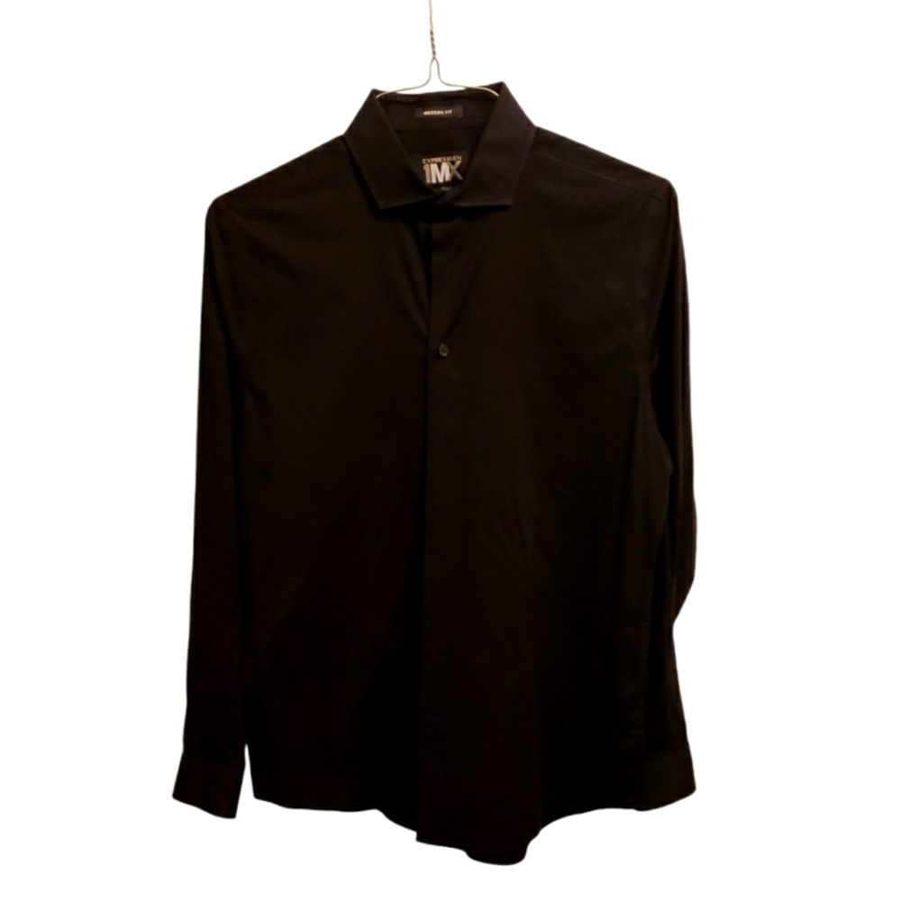 EXPRESS MEN 1MX SIZE MEDIUM 15-15.5 Black Dress Shirt